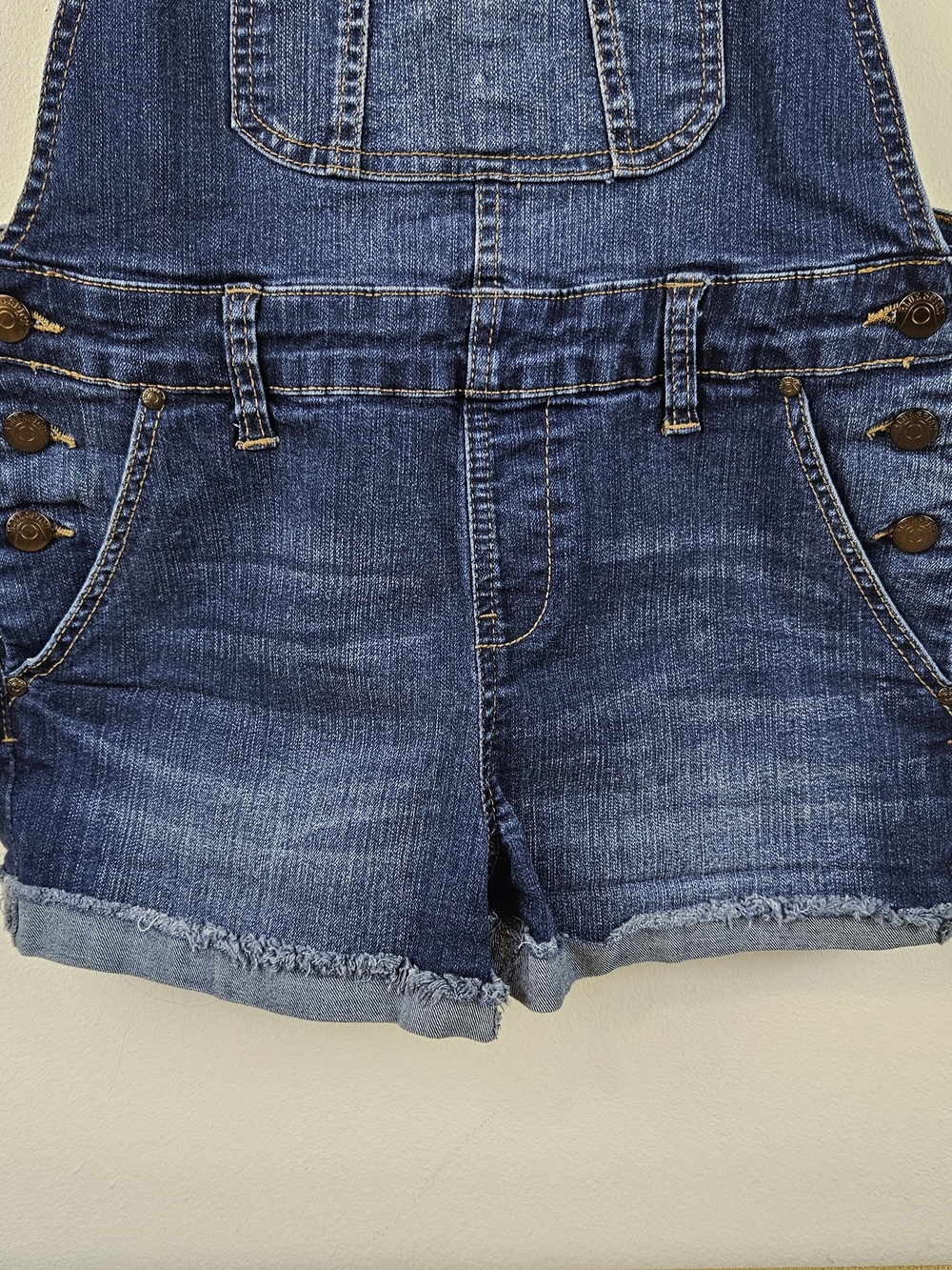 Blue Spice Dark Wash Denim Short Overalls Blue Size 7 - Picture 4 of 14